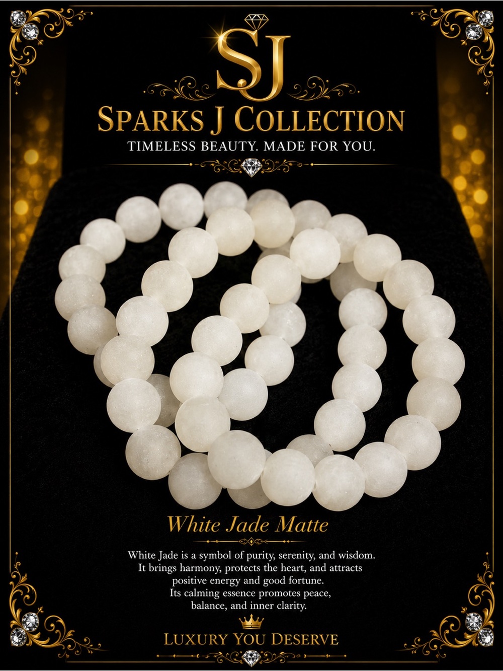 White Matte Jade Beaded Bracelet